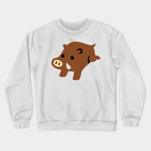 Brown Boar Cartoon Icon Emoticon Crewneck Sweatshirt